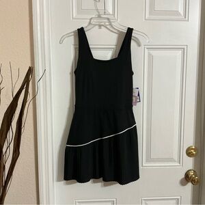 Women’s Black Knit Asymmetrical Pleated Active Dress Size XS